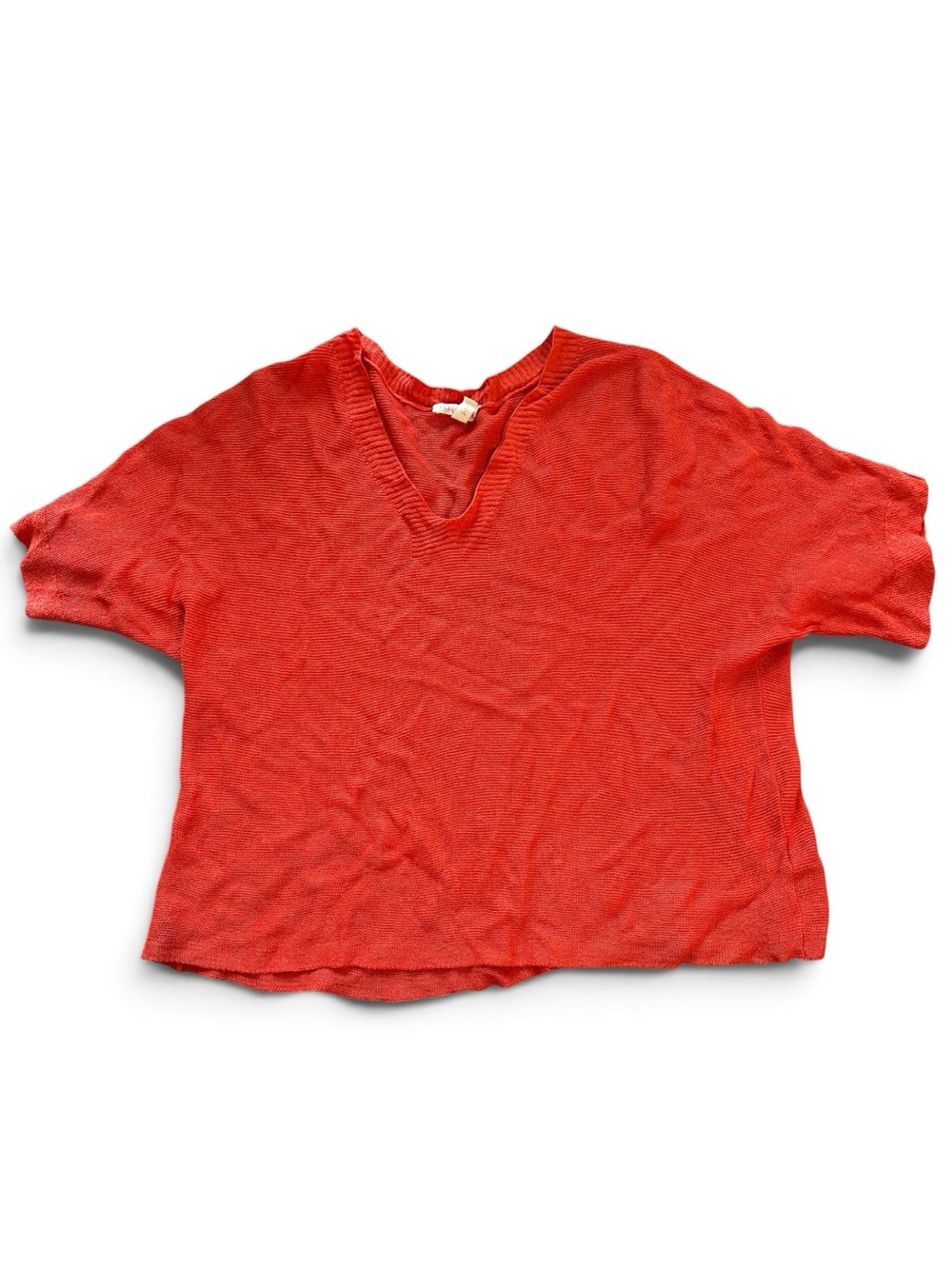 Eileen Fisher Orange Oversized v-Neck Short Sleeve Summer Sweater